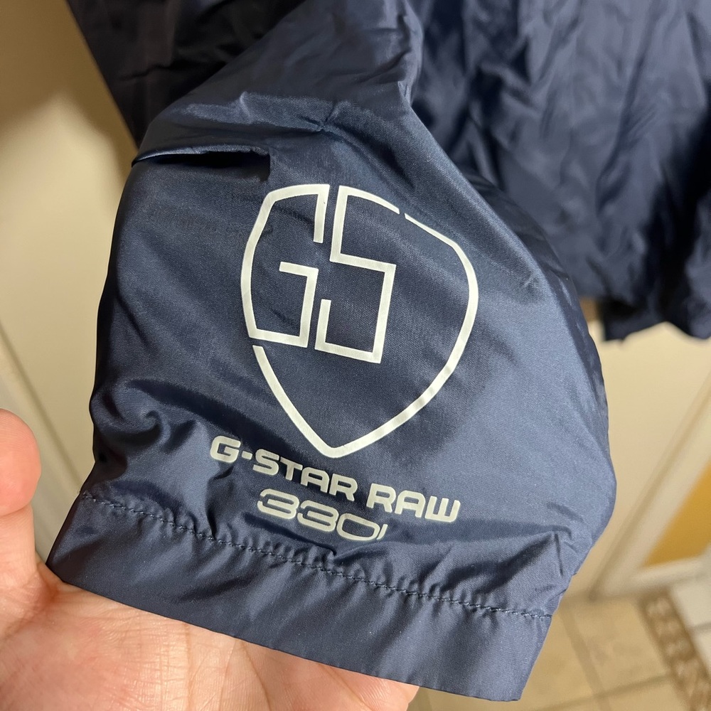 Mens G Star Raw navy blue logo chest windbreaker - Picture 4 of 5